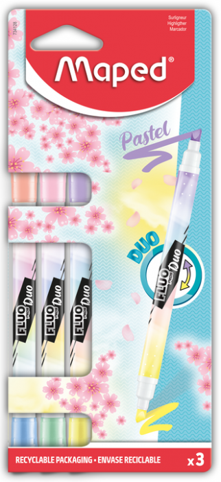 Textmarker - Maped - 3 Bleistifte (6 Spitzen) in Pastell Textmarker - Maped - 3 Bleistifte (6 Spitzen) in Pastell