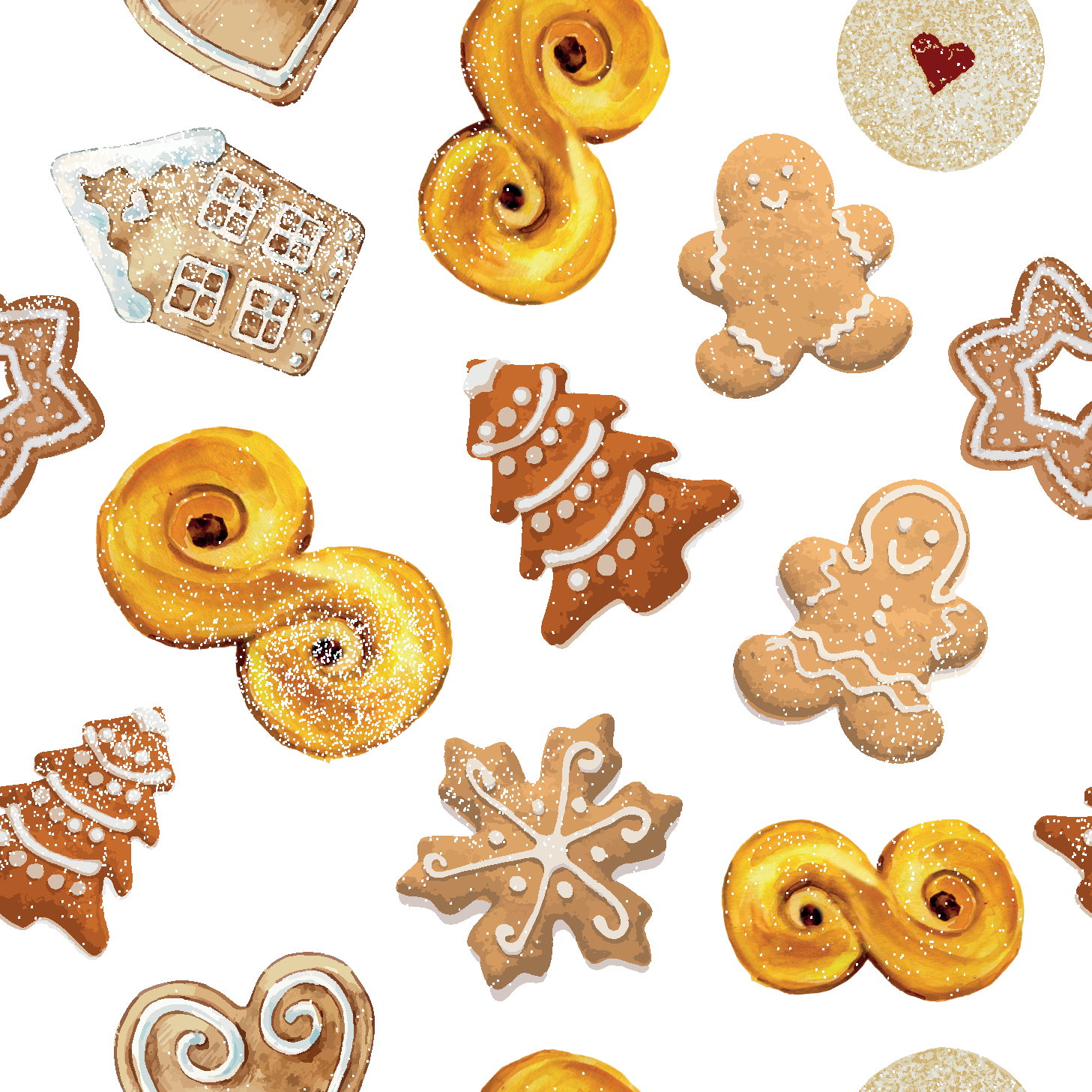 Gemusterte Weihnachtsplätzchen aus Jersey - Weiß Gemusterte Weihnachtsplätzchen aus Jersey - Weiß