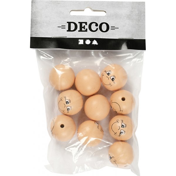 Holzgesichter - 22 mm - Elfenbein - 10 Stk