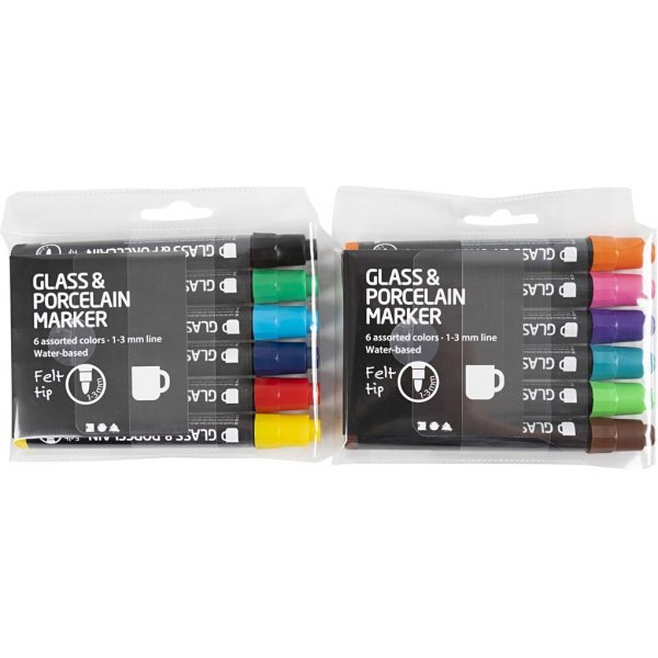 Markierstifte fr Glas und Porzellan - halbdeckend - 12 Stk
