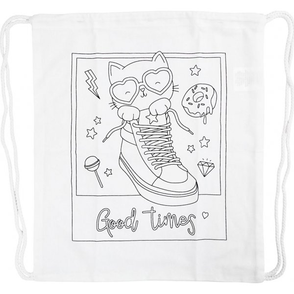 Turnbeutel - wei - Katze in Schuhen