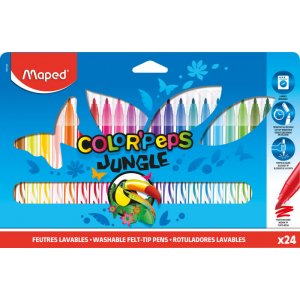 Faserstift-Set - Maped - Color'Peps "Long Life" 24 waschbare Stifte mit Dschungelmotiv Faserstift-Set - Maped - Color'Peps "Long Life" 24 waschbare Stifte mit Dschungelmotiv
