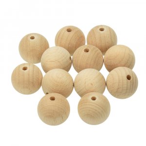 Unbehandelte Holzkugeln mit halben Löchern - 4 mm, 12 Stück Unbehandelte Holzkugeln mit halben Löchern - 4 mm, 12 Stück