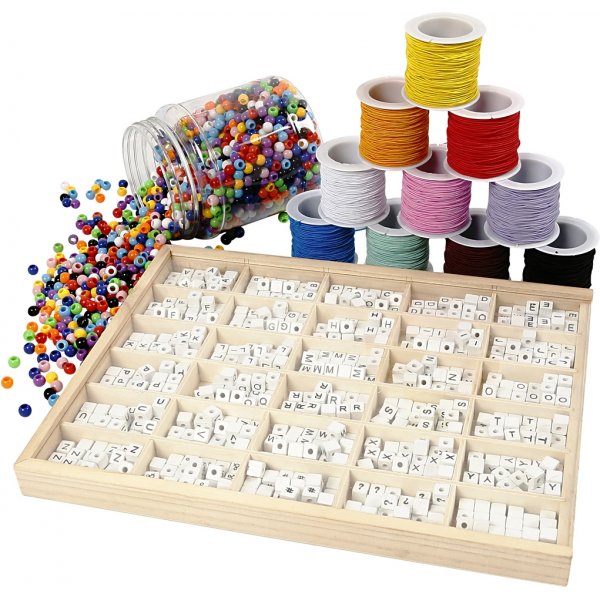 Buchstabenperlen an Armbndern - Set fr ca. 80 Armbnder