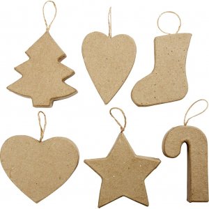 Weihnachtsdekorationen - Pappmaché - 6 Stk Weihnachtsdekorationen - Pappmaché - 6 Stk