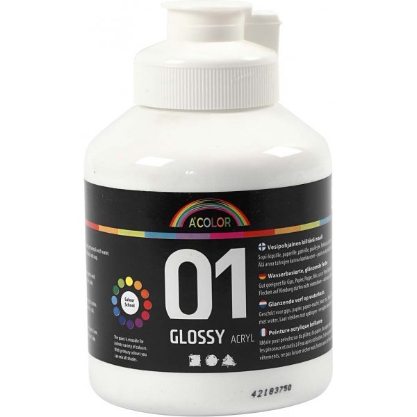 Schulfarbe - Acryl - wei - glnzend - 500 ml