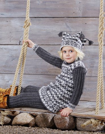 Strickmuster - Muster gestrickte Tunika, Strumpfhose und Mtze