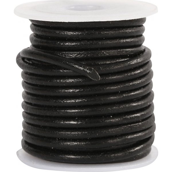 Lederband - Schwarz - 3 mm - 5 m