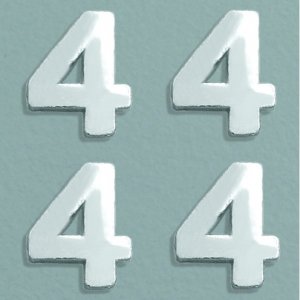 Wachsdekor Nummer 8 mm - Silber Brillant 4 Stk. 4 Wachsdekor Nummer 8 mm - Silber Brillant 4 Stk. 4