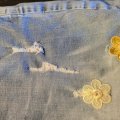 Kundenbild Stoffetikett selbstklebend/aufbügelbar Blumen braun/natur