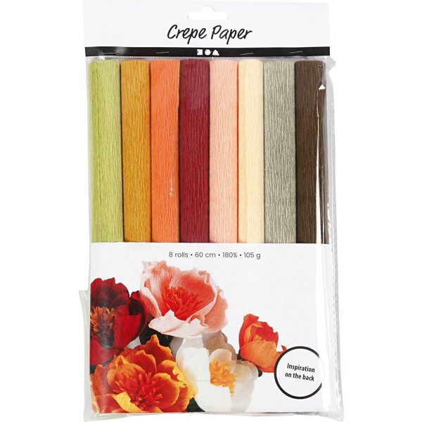 Krepppapier - matte Farben - 8 Blatt