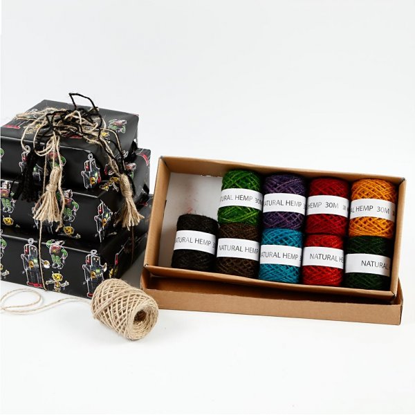 Naturhanf - Sortiment - gemischte Farben - 10 x 30 m