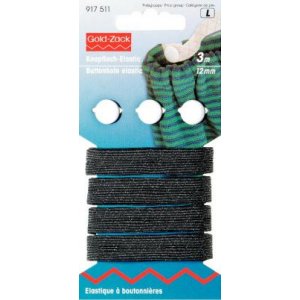 Knopflochgummi mit 3 Knöpfen 12 mm schwarz 3 m Knopflochgummi mit 3 Knöpfen 12 mm schwarz 3 m
