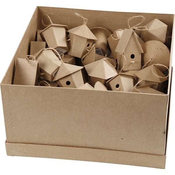 Vogelhuschen - Pappmach - Mini - 6 x 10 Stk