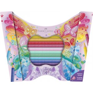Buntstiftset - Faber-Castell - Schmetterlingsförmiges, pastellfarbenes Metallgehäuse Buntstiftset - Faber-Castell - Schmetterlingsförmiges, pastellfarbenes Metallgehäuse