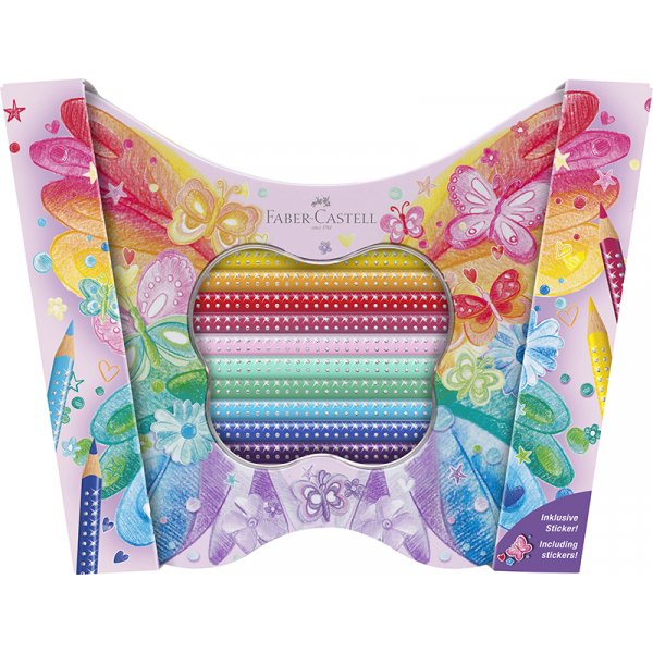 Buntstiftset - Faber-Castell - Schmetterlingsfrmiges, pastellfarbenes Metallgehuse