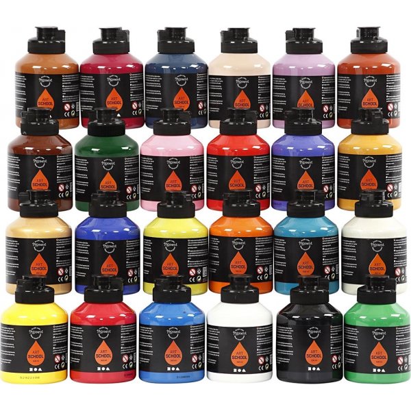 Pigment Art School - gemischte Farben - seidenmatt - 24 x 500 ml