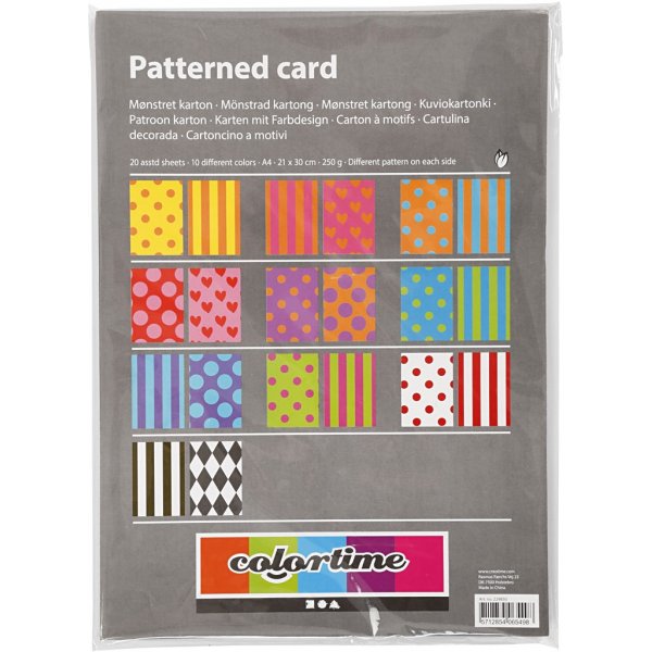 Gemusterter Karton - gemischte Farben - A4 20 Blatt