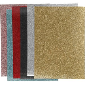 Bügelstoff - gemischte Farben - Glitzer - A5 - 6 Blatt Bügelstoff - gemischte Farben - Glitzer - A5 - 6 Blatt
