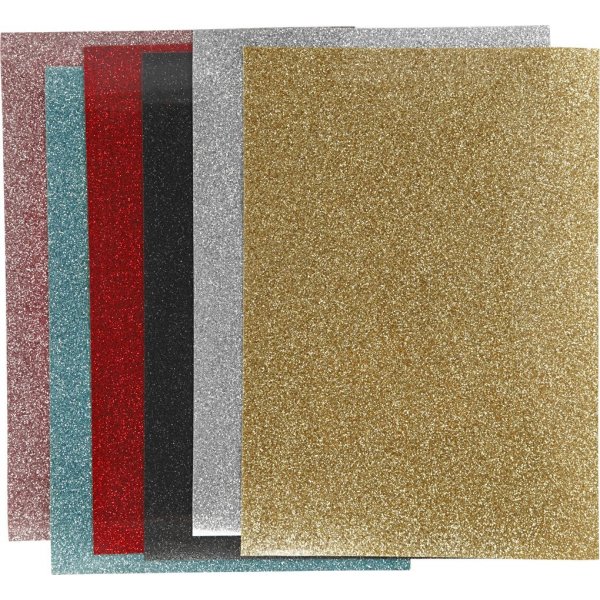 Bgelstoff - gemischte Farben - Glitzer - A5 - 6 Blatt