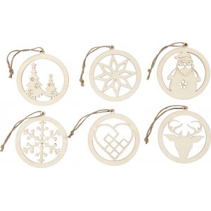 Weihnachtsdekorationen mit Aufhängekordel - Ø8 cm - 6 Stk Weihnachtsdekorationen mit Aufhängekordel - Ø8 cm - 6 Stk