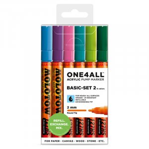 Acrylmarker One4All 2mm 6 Stifte - Basic II Acrylmarker One4All 2mm 6 Stifte - Basic II