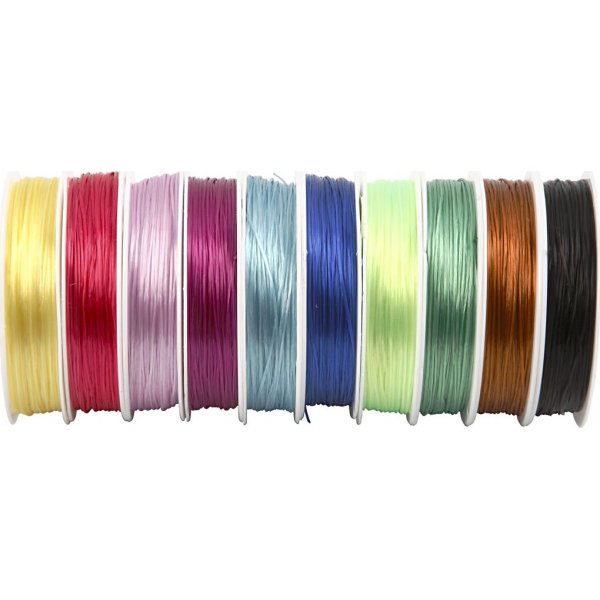 Elastischer Schmuckfaden - 1 mm - gemischte Farben - 10 x 25 m