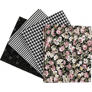 Patchworkstoff - Schwarz - 4 Stk Patchworkstoff - Schwarz - 4 Stk