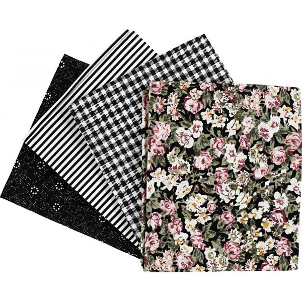 Patchworkstoff - Schwarz - 4 Stk