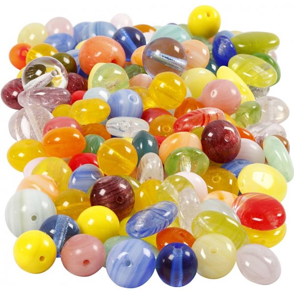 Glasperlen - gemischte Farben - oval - rund/flach - 350 g Glasperlen - gemischte Farben - oval - rund/flach - 350 g