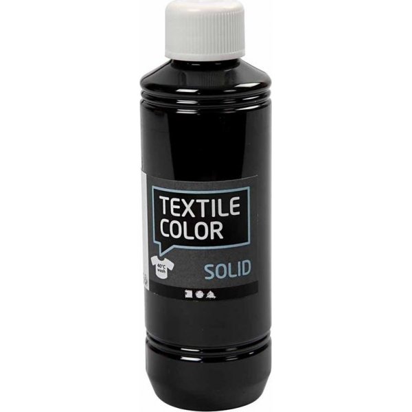 Textil Feste Textilfarbe - Schwarz - deckend - 250 ml