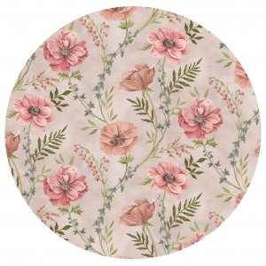 Plane PVC Runde Blumen - Beige/Rosa Plane PVC Runde Blumen - Beige/Rosa