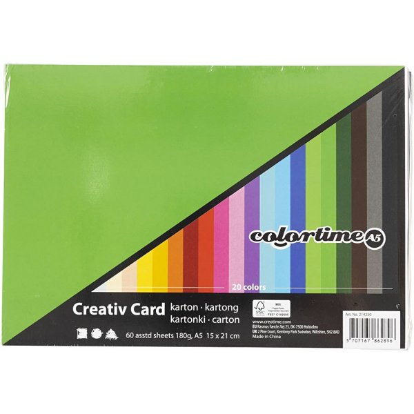 Creativ Karton - gemischte Farben - A5 - 60 Stk Creativ Karton - gemischte Farben - A5 - 60 Stk