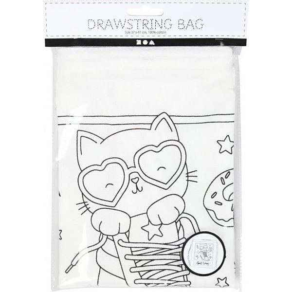 Turnbeutel - wei - Katze in Schuhen