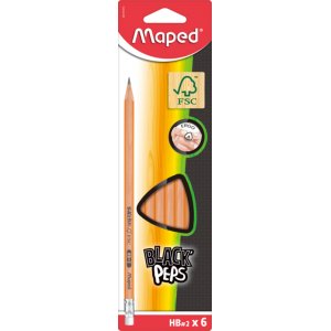 Maped - HB#2 Bleistift mit Radierspitze, 6er-Pack Maped - HB#2 Bleistift mit Radierspitze, 6er-Pack
