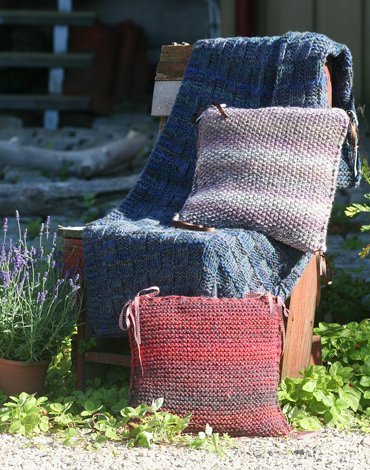 Strickmuster - Plaid und Kissen aus 3-fachem Garn