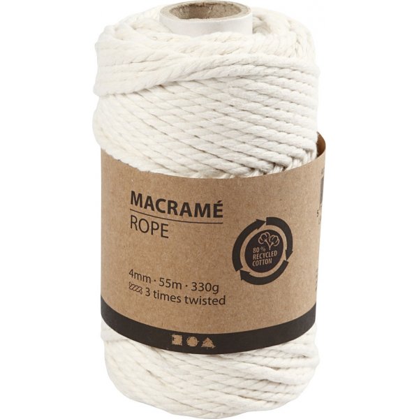 Makramee-Garn - gebrochenes Wei - 4 mm - 55 m
