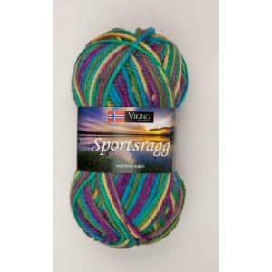 Wikingergarn Sportlappen 50g - Multi Green (592) SR Wikingergarn Sportlappen 50g - Multi Green (592) SR