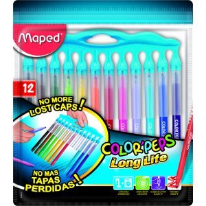 Faserstift-Set - Maped - Color'Peps "Long Life" 12 auswaschbare Stifte mit innovativen Kappen Faserstift-Set - Maped - Color'Peps "Long Life" 12 auswaschbare Stifte mit innovativen Kappen