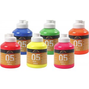 Schulfarbe - Acryl - Neon - Neonfarben - 6 x 500 ml Schulfarbe - Acryl - Neon - Neonfarben - 6 x 500 ml