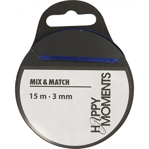 Satinband - dunkelblau - B3 mm - 15 m Satinband - dunkelblau - B3 mm - 15 m