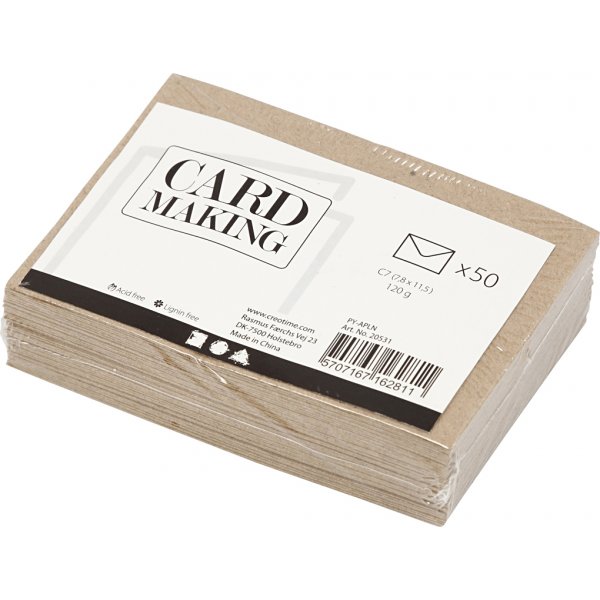 Recycelter Umschlag - Natur - 7,8 x 11,5 cm - 50 Stk