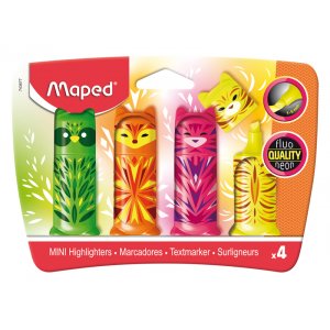 Markierstifte - Maped - Tiermotiv-Tasche im 4er-Pack Markierstifte - Maped - Tiermotiv-Tasche im 4er-Pack
