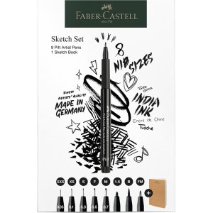 Zeichenstiftset - Faber-Castell - Pitt Artist Pen - Fineliner+Skizzenbuch Zeichenstiftset - Faber-Castell - Pitt Artist Pen - Fineliner+Skizzenbuch