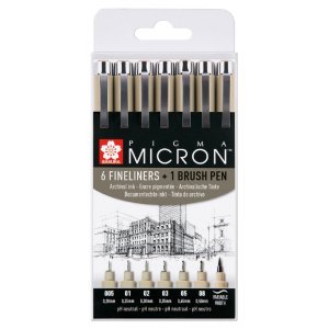 Fineliners Pigma Micron Archival Resistance - 7 Stifte Fineliners Pigma Micron Archival Resistance - 7 Stifte