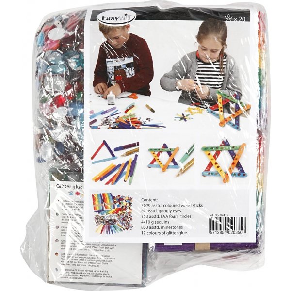 Glitzer und Holzstäbchen - gemischte Farben Glitzer und Holzstäbchen - gemischte Farben