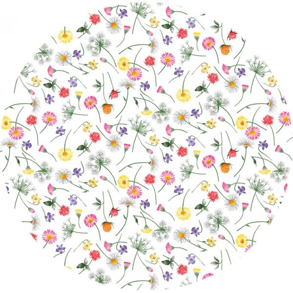 Plane PVC Runde kleine Blume - Rosa/Gelb