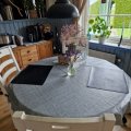 Kundenbild Wachstuch, PVC, rund, Leinen - Grau