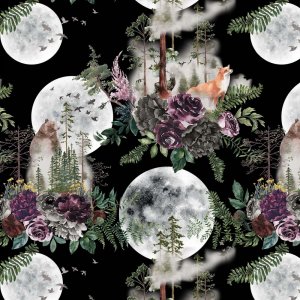 Gemusterter Jersey 150 cm - Wildnishimmel Nacht Gemusterter Jersey 150 cm - Wildnishimmel Nacht