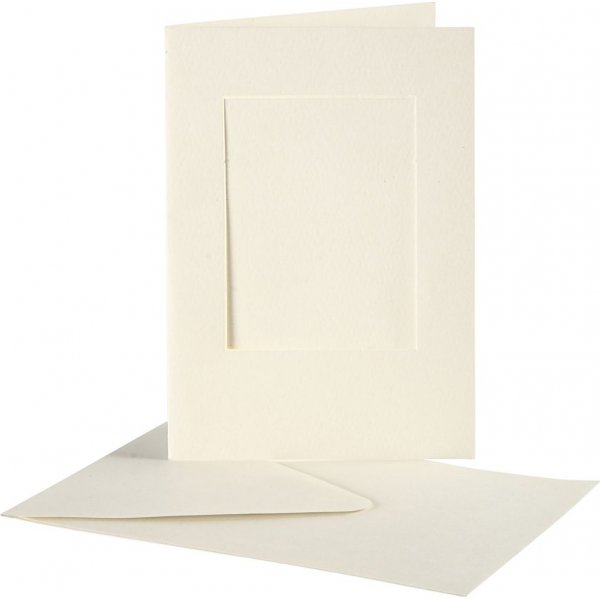 Passepartoutkarte mit Umschlag - cremefarben - rechteckig - 10 Sets